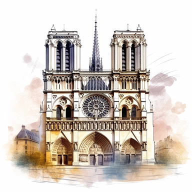 clipart Notre-Dame Cathedral France , white background