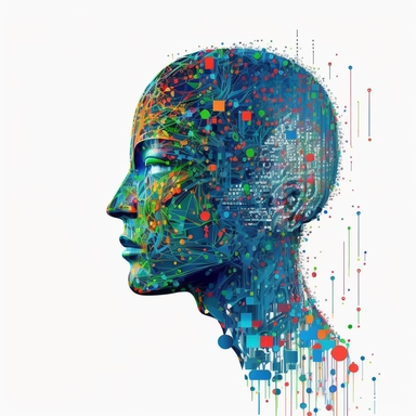 AI Data clipart, white background, no text