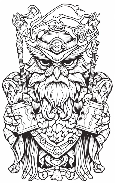 Coloring cartoon page for adult,witch clipart 6 witches, owl, in the style of reimagined by Dr. Seus, mystic mechanisms, illusory images, witchcore, lith printing ,clear and clean line art, white background