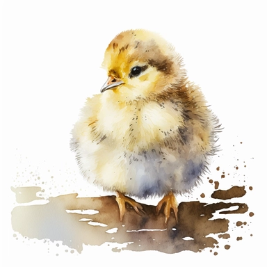 watercolor clipart of a cute baby chick on a white background, no text