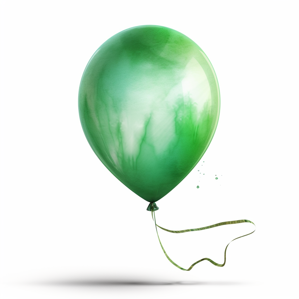 green rubber balloon with long string, fantasy, watercolor, HDR, 8k ...