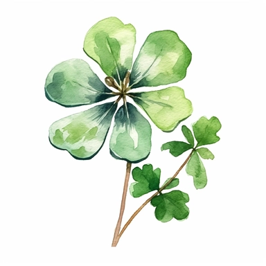Watercolor single Clover Clipart