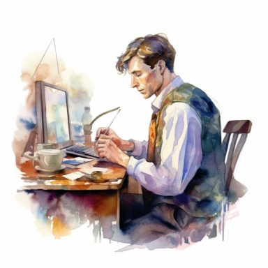 watercolor clipart computer man author