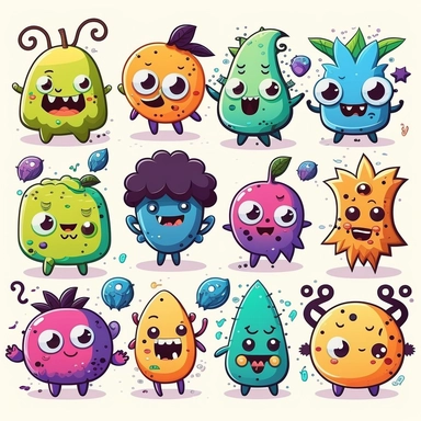 10 cute monster stickers collection, clipart design, cartoon, 4k, white background