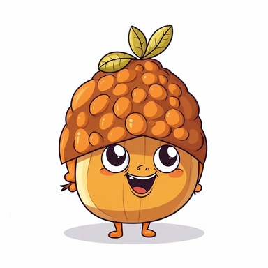 cute cartoon acorn clipart on white background