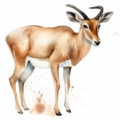 Antelope, watercolor clipart, white background