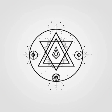 esoterical symbol minimalistic clipart, thin line, black color, white background,
