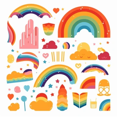 lgbt rainbow element clipart,Cartoon style,white background