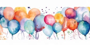 Birthday banners design, water color style, clipart, white background