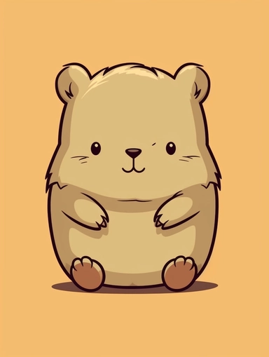 a very cute annoyed little wombat, kawaii, vector illustration, clipart, outlines, portrait,