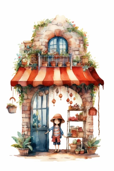 merchant watercolor clipart cute isolated on white background