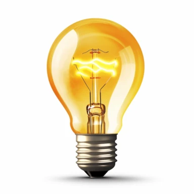 yellow light bulb, clip art, white background