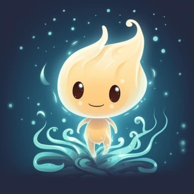 Create a charming clipart of a will-o'-the-wisp with a whimsical and soft-glowing appearance. The background should be plain and high contrasted to make the sprite stand out. Let's go for a cartoon-style illustration that is playful and cheerful. Make sure the will-o'-the-wisp looks magical and enchanting, with a friendly expression that will captivate viewers. Bring out the essence of this mystical creature, while keeping the illustration simple yet beautiful.