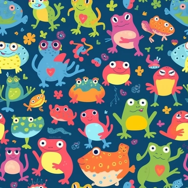 cute vector clipart frogs and toads, chirldrens illustration, simple shapes, cutout, bight fun colours, vibrant, pastels, no watermarks 8k