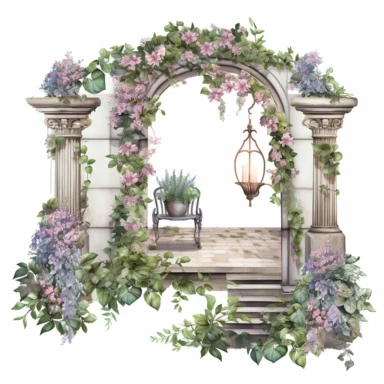 Capture the allure of an Enchanting Garden Oasis. Craft an ultra-detailed, 8K quality clipart without signatures or distracting lines. Embrace realism and artistry, showcasing intricate floral blooms and lush foliage. Set against a clean, white background for maximum versatility. Create a high-quality clipart that resonates with American women, evoking a sense of tranquility and natural beauty. Let your artistry transport them to a captivating garden escape.
