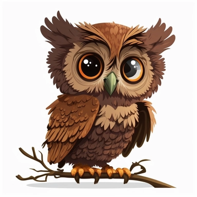 cartoon of mutt mixed owl, cute, funny, clipart style, vector style, white background