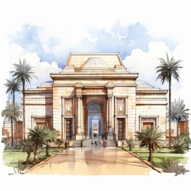 clipart Egyptian Museum, Cairo, Egypt, photo realistic, white background