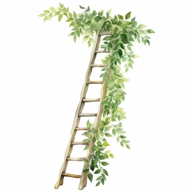 foliage ladder , watercolour clipart, white background