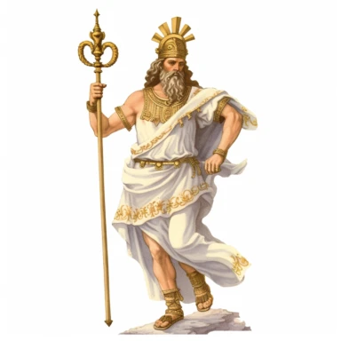 1 image of a greek mythological figure, vintage style, white background, clipart