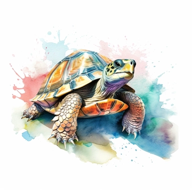 watercolour illustration free brushstrokes, beautiful and joyful, turtle, mark brooks, naturecore, animal clipart, isolated on a white background