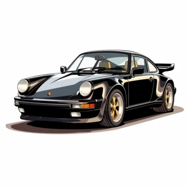 Porsche 911 Turbo oldtimer black clipart white background