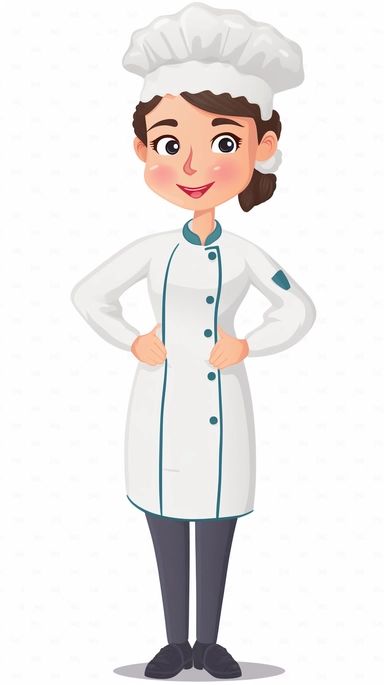 a chef male or female, clipart style, white background