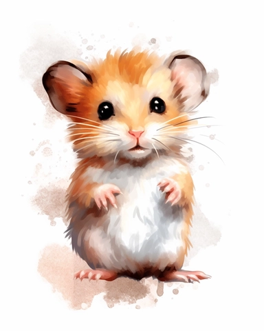 a realistic baby hamster clipart with watercolor illustration, full body shot ,8k, style of Bohemian, style of Anna Süßbauer and Jon Klassen,vector, Vector, white background,Solid Background, Sharpness and clarity, masterpiece, trending on Artstation and Dribbble.
