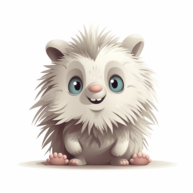 cute baby Porcupine clipart, happy, animal only, isolated on white background, illustration, pastel colors, no shadow, vector, high definition, Full HD, 8k