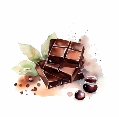 cute chocolate, watercolor clipart, minimalist, isolated white background, 8k