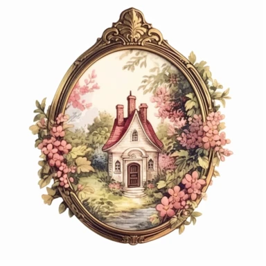 cottagecore clipart. a vintage locket on a white background. cottagecore, feminine, frilly
