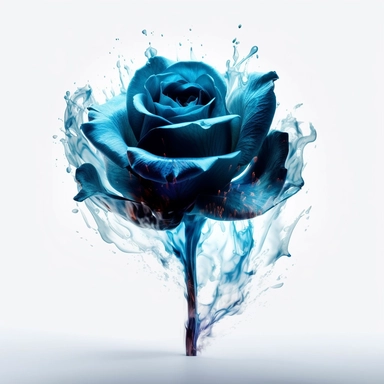 blue flame dipped blue rose with blue magical effects and blue burning effects, clipart, hyper-realistic painting, airbrush art, richly layered, solid white background, minimalist background, in the style of ethereal illustrations, mende art, kimoicore, romantic emotivity, nouveau réalisme, rich and immersive, soft color, indigo blue and white, light black and grey