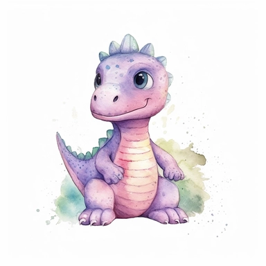 cute watercolor dinosaur illustration clip art, pastel art, nursery art on white background