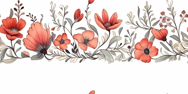 a doodle border for winter floral, cute, fantasy, watercolor, clip art style