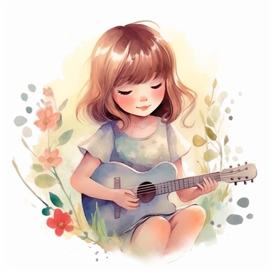 taylor swift, folk art, watercolor, clipart elements, kawaii, white background