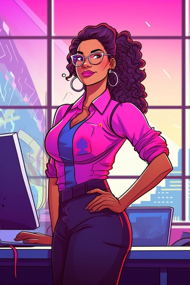 clipart, cartoon illustration, christa mckenzie pose and head pose photos a new business website, in the style of vibrant stage backdrops, synthetism-inspired, pop cultural, 32k uhd, smilecore, embroidery art, bold curves