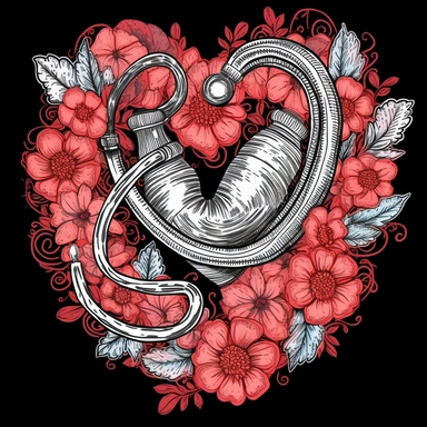 Stethoscope Split Monogram SVG Bundle, Hand Drawn Nurse SVG, Stethoscope Heart, Floral SVG, Doctor Svg Cut File, Nurse Clipart Doctor design professional sublimation in the style of detailed illustrations, colorful caricature, realistic brushwork, cross-hatching, 2d game art, silver and red, bold stencil highly detailed, ultra quality for printing , and high-quality illustration 8k