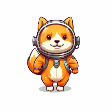 Shiba inu dog in spacesuit holding white background, clipart style, cartoon style
