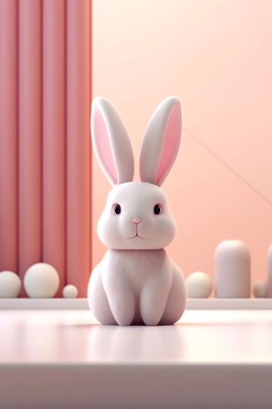 ed small bunny clipart, in the style of unreal engine 5, vray tracing, subtle pastel tones, rollei prego 90, white and pink, dutch and flemish