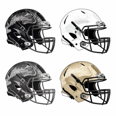 clipart collection of revospeed football helmets, white background, thick black lines ar 4:5