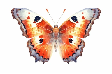 Watercolor, California sister butterfly, clipart, hd, on a white background, spaced out