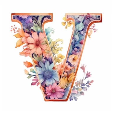 Beautiful Pastel Vintage Flower Alphabet Letter  W  Watercolor Clipart,Cartoon, hyper realistic, intricate detail, illustration style,high solution,on the white background
