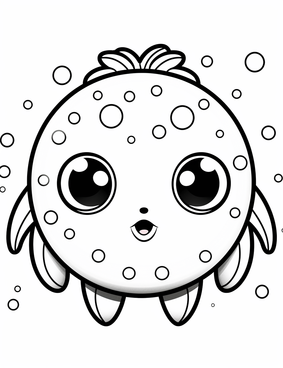 Cute Pufferfish - Marvel at a kawaii pufferfish, its round body adorned ...