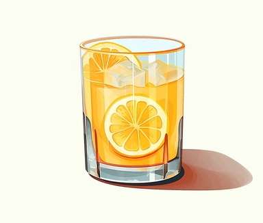 orange juice in a glass clipart, in the style of light orange and dark aquamarine, anime-influenced, use of common materials, white and orange, li-core, precisionist style, hispanicore,white background