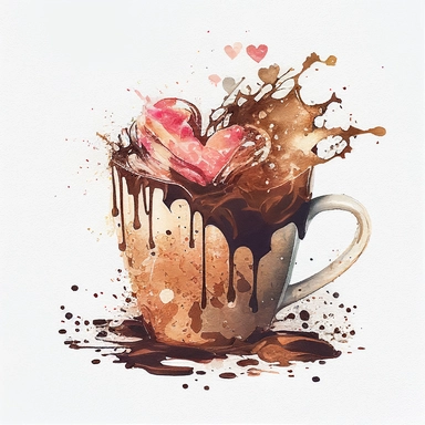 coffe cup watercolour with love clipart