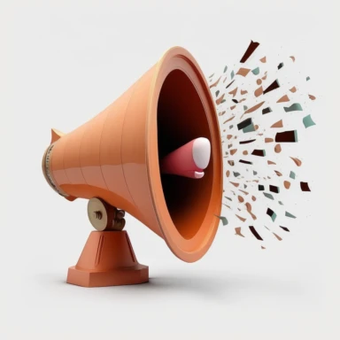 a megaphone with screaming mouth, clipart style, on white background
