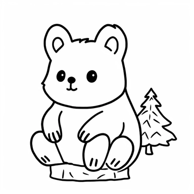 Draw a simple outline of a cute and furry Chinchilla, a lovable animal that deserves respect and care. The background should be a plain white space, with no shading or details. Make sure to leave some space for children to color. Use bold lines and black ink to create a clipart-style image that is easy to color. Simple outlines and a toon or cartoon style will work best. Black and white. black ink on white.