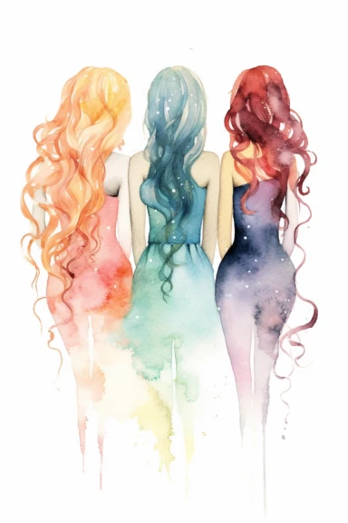 3 sisters watercolor clipart
