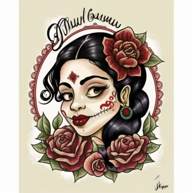 Cute Beautiful Chingona Como Mi Madre Watercolor Clipart,Cartoon,hyper realistic, intricate detail, illustration style,high solution,on the white background