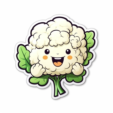 kawaii style cauliflower sticker clipart white background