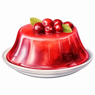 cranberry sauce on a white plate, Watercolor Clipart, isolated object, 3d render, photorealistic, hd, insanely detailed, white background